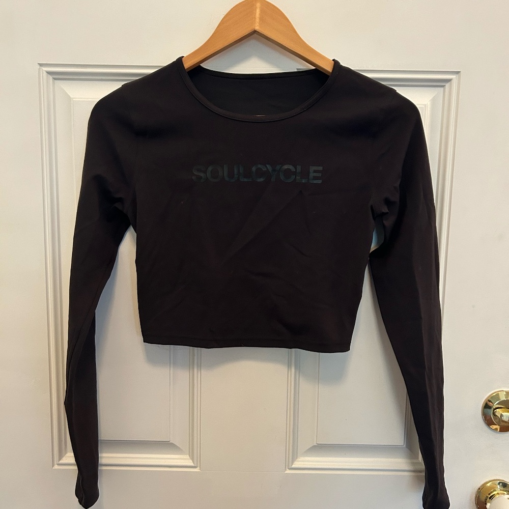 Soulcycle x Lululemon Black Long Sleeve Crop Tee